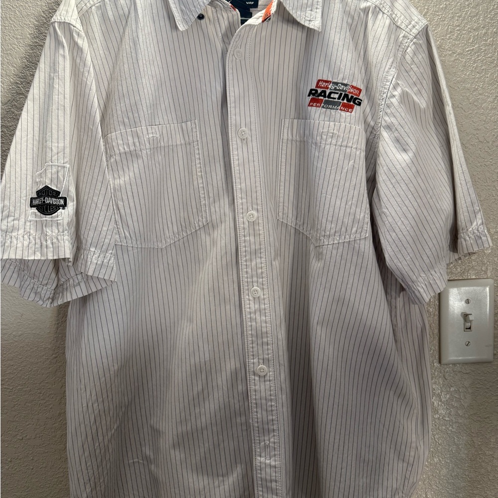 Harley-Davidson Men's White Pinstripe Racing Shirt